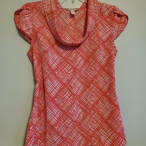 Banana Republic Red and White Patterned Blouse
